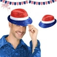 thumbnail image 1 of PATLOLLAV Patriotic Sequined Cowboy Hat, Red/White/Blue Party Performance Props for Independence Day Celebrations, 1 of 7