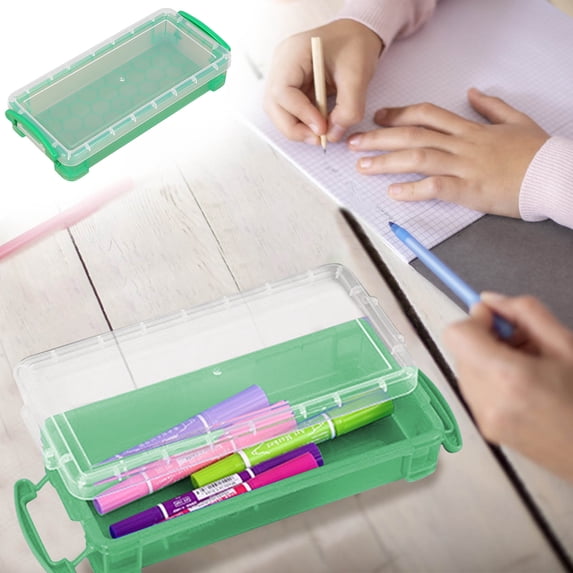 PATLOLLAV Pencil Box with Clear Cover,Large Capacity Pencil Case,Plastic Pencil Case Boxes,Clear Crayon Box,Hard Pencil Case,Supply Boxes for Office Supplies