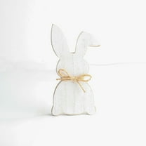 PATLOLLAV Personalized Easter Cute Wooden Bunny with Hemp Rope,Ideal Gift for Easter, Birthdays, Valentines House Warming Gift, Unique Wooden Decor Gift for Mom and Dad,White