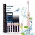 thumbnail image 1 of PATLOLLAV Pink Electric Toothbrush for Adults,8 Replacement Brush Heads and 6 Modes,Rechargeable Toothbrush One Charge for 30 Days,Travel Electric Toothbrushes with 2 Mins Timer,Clearance, 1 of 5