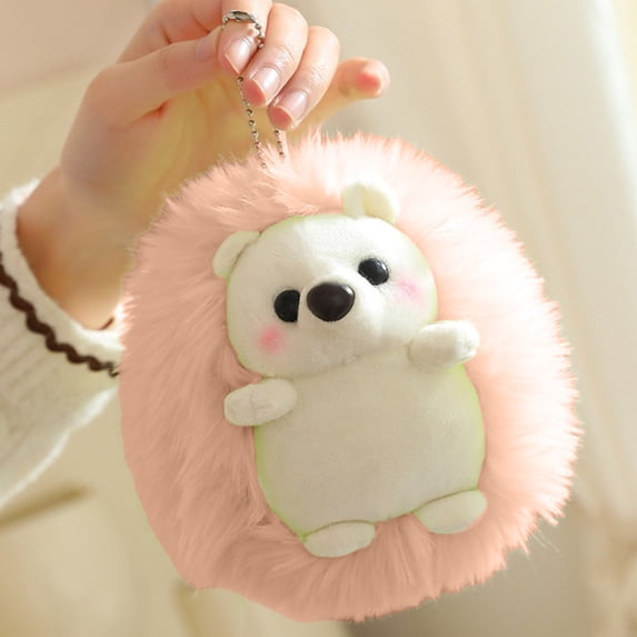 PATLOLLAV Pink Plush Hedgehog Keychain,5.9 Inch Chubby Gray Hedgehog Stuffed Animal Plush Keychain,Adventure Stuffed Hedgehog Toy, Brave Boy's and Girl's Room Hedgehog Plush Decor