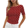 thumbnail image 1 of PATLOLLAV Plus Size Short Sleeve Tops,Womens Round Neck Solid Casual Shirts Lace Patchwork Blouses, 1 of 6