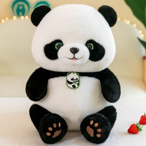 PATLOLLAV Plush Panda Stuffed Animal Doll,10.6 Inch Panda Bear Plush Toys,Christmas Stuffed Panda Plushies Cute Panda Doll Gifts Black and White,Christmas Deals