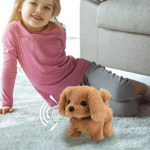 PATLOLLAV Plush Teddy Toy Puppy Electronic Interactive Dog with Walking, Barking & Tail Wagging Moves, Companion Animal for Toddlers Adults(Portable Gift)