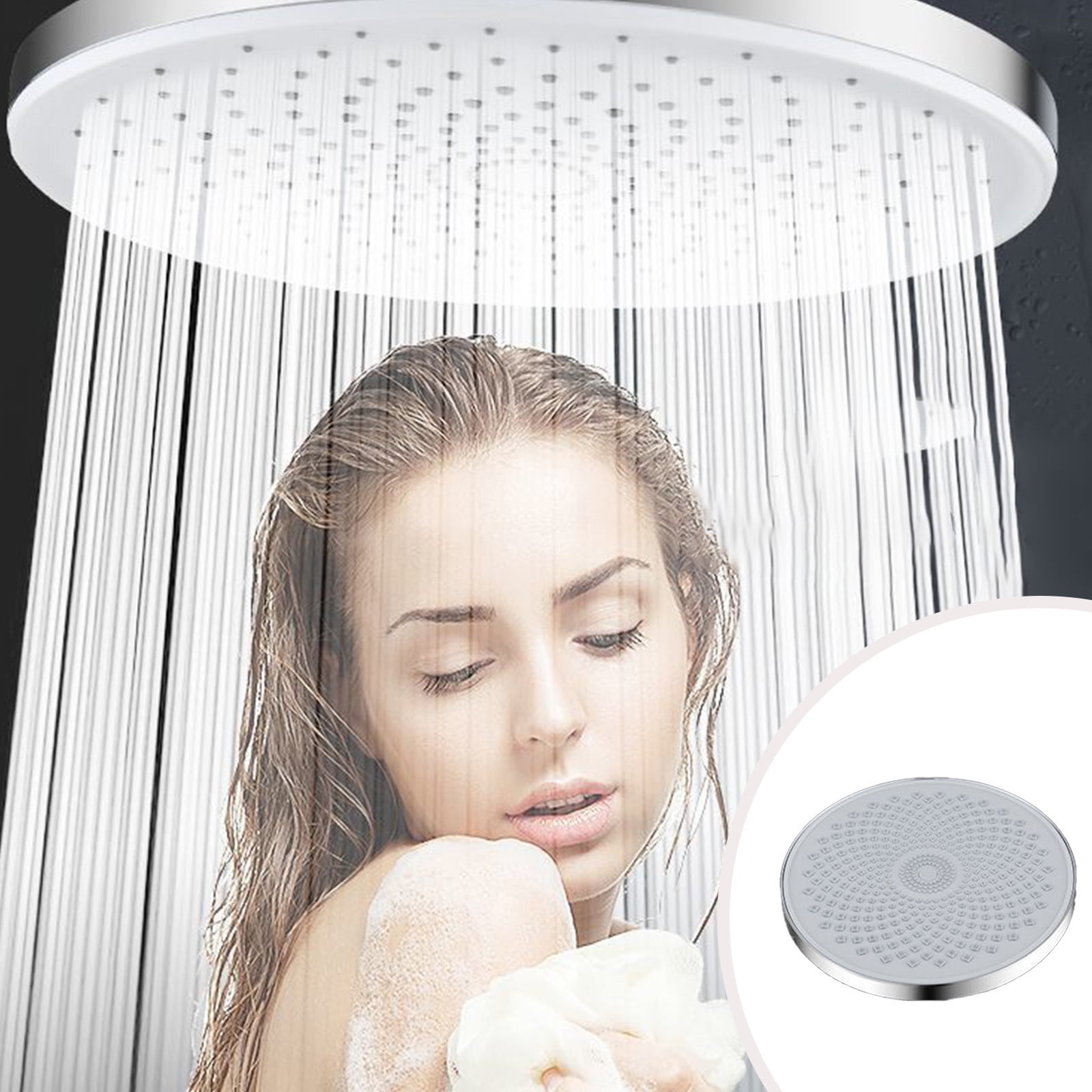 PATLOLLAV Rain Shower Head,9 Inch Lotus Seedpod Single Head High Pressure Waterfall Showerhead with Adjustable Angle and Anti-clogging Silicone Nozzles,Bathroom Overhead Shower,Chrome