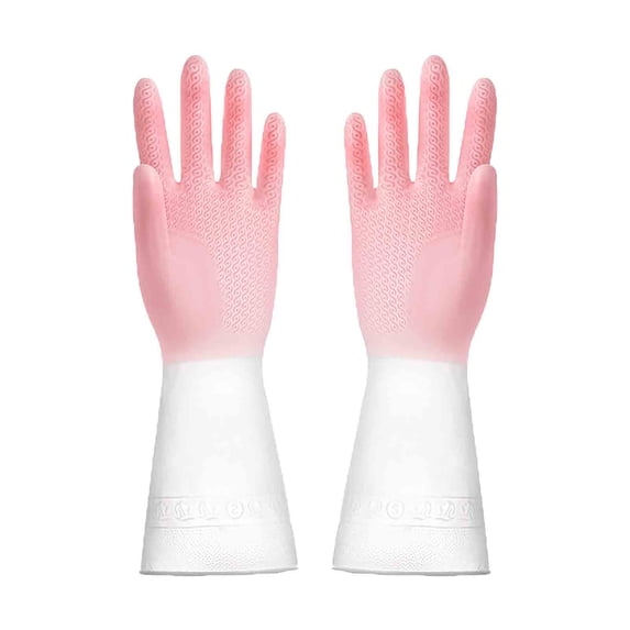 PATLOLLAV Reusable Rubber Gloves for Dishwashing Cleaning Bleaching, Grippy Latex Dish Washing Gloves,Water Resistant Household Gloves for Kitchen Bathroom,L Size