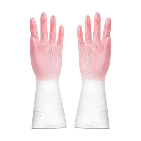 PATLOLLAV Reusable Rubber Gloves for Dishwashing Cleaning Bleaching, Grippy Latex Dish Washing Gloves,Water Resistant Household Gloves for Kitchen Bathroom,S Size