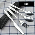 thumbnail image 1 of PATLOLLAV Reusable Utensils with Camping Travel Silverware Set,4Pcs Portable Stainless Steel Cutlery Set Flatware Set Knife Fork Spoon Chopsticks for Office Lunch, Hiking，Picnic，Camping, 1 of 5