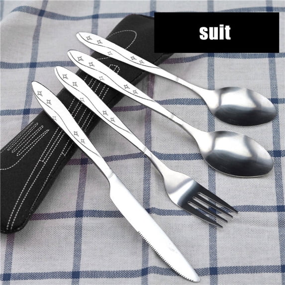 PATLOLLAV Reusable Utensils with Camping Travel Silverware Set,4Pcs Portable Stainless Steel Cutlery Set Flatware Set Knife Fork Spoon Chopsticks for Office Lunch, Hiking,Picnic,Camping