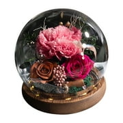 PATLOLLAV Rose Peony Eternal Flower Crystal Ball with LED Light ,Long-Lasting Real Flowers Like Your Love, Unique Floral Gift Fit Express Your Love for all Occasions for Valentine's Day