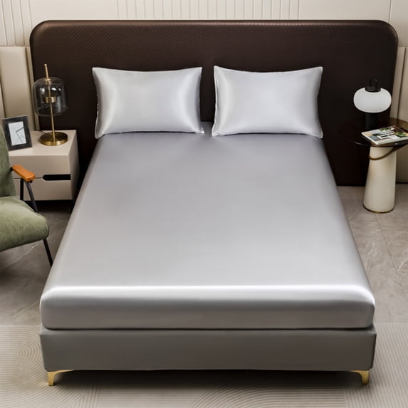 PATLOLLAV Silky Fitted Sheet, Bunk Size Mattress Cover Piece Non Slip Fixed Bed Cover Full Cover Mattress Protector Bed Cover