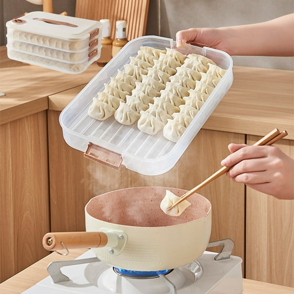 PATLOLLAV Single Layer Food Storage Container, Stackable Snack Container with Lid, Dumpling Box, Gyoza Container,Egg Box Cookie Storage Containers, Good Sealing
