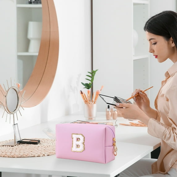 PATLOLLAV Small Personalized Initial Letter Makeup Bag For Women Cute Waterproof Cosmetic Bag Travel Makeup Bag Makeup Pouch Toiletry Pouch Organizer With Zipper