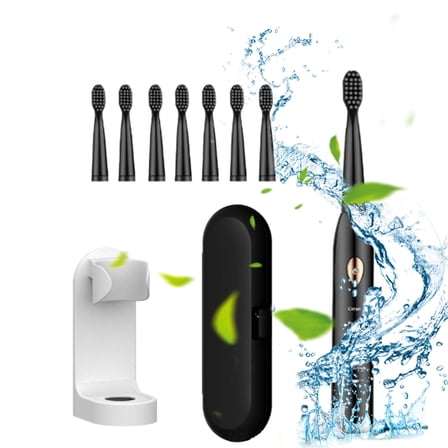 PATLOLLAV Rechargeable Electric Toothbrush with 8 Brush Heads & Travel Case – 42,000 VPM 5 Cleaning Modes IPX7 Waterproof USB Fast Charging for All Ages