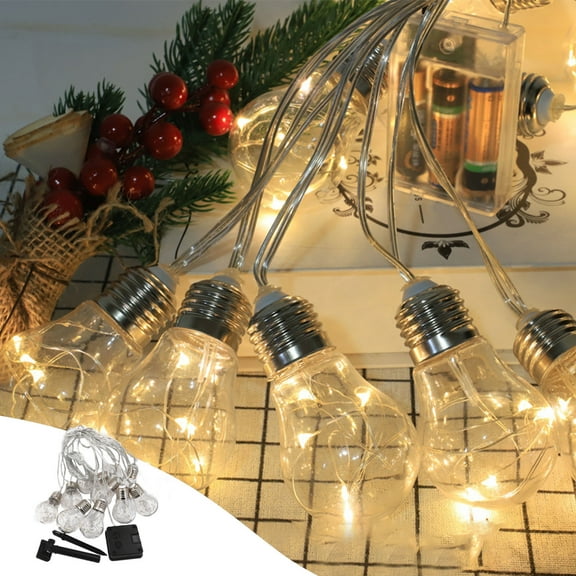 PATLOLLAV Solar Copper Wire Bulb String Lights ,Christmas Decor String Light ,10led Crystal Fairy String Lights , Indoor Outdoor Hanging Globe Lights for Wedding Bedroom Classroom Patio Garden
