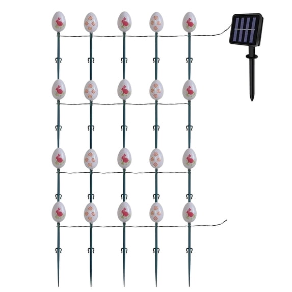 PATLOLLAV Solar Easter Egg Lights String with Stakes Easter Lights Decorations ,5m 20LED Easter Eggs Lights 8 Mode Outdoor Lights Waterproof for Pathway Walkway Garden Yard Lawn, Multicolored