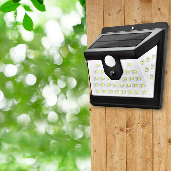PATLOLLAV Solar Lights Outdoor 300 LED 7000K Motion Sensor Lights Cordless, LED Human Body Sensor Wall Light, IP65 Waterproof, Security LED Flood Light for Patio Yard Garden