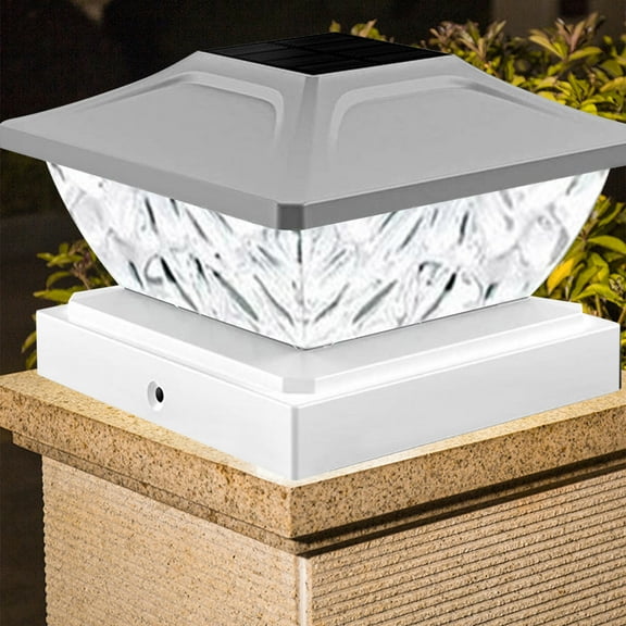 PATLOLLAV Solar Post Cap Lights Outdoor, Garden Solar Fence Post Lights for 4 x4x7Inch Vinyl Posts, Waterproof Solar Powered Deck Lights for Front Porch Patio Decor