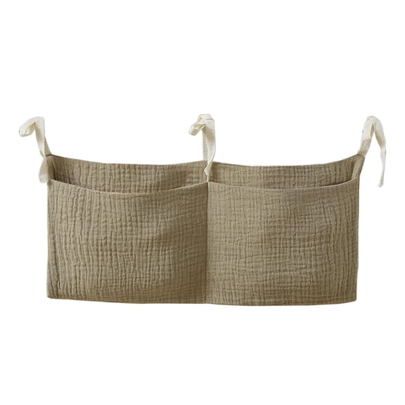 PATLOLLAV Solid Color Cribs Storage Bag Baby Bedside Hanging Storage Bag for Milk Bottle Drool Bibs Diaper Multifunctional Hanging Pocket Cotton Organizer