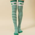 thumbnail image 1 of PATLOLLAV St. Patrick Day Socks,Long Tube Green and White Striped Socks Cotton Cute Green Stockings,Shamrock Green Thigh High Socks Irish Knitted Knee for Costume Party, 1 of 5