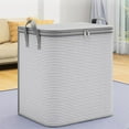 thumbnail image 1 of PATLOLLAV Stripe Storage Bag with Lid, Non-woven Fabric Foldable Closet Organizers and Storage Containers with Handles Storage Bags Moving Boxes for Organizing Comforter Clothes Bedroom Travel, 1 of 5