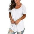 thumbnail image 1 of PATLOLLAV Summer Shirts Womens Casual Solid O-Neck Pullover Blouse Short Sleeve Tops, 1 of 6