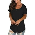 thumbnail image 1 of PATLOLLAV Summer Shirts Womens Casual Solid O-Neck Pullover Blouse Short Sleeve Tops, 1 of 6