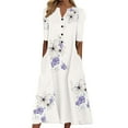 thumbnail image 1 of PATLOLLAV Summer Womens Dresses Loose Butterfly Print V-Neck Half Sleeve Pockets Long Dress, 1 of 6
