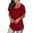 thumbnail image 1 of PATLOLLAV Summer T shirts,Ladies Clearance,Womens Casual Solid O-Neck Pullover Blouse Short Sleeve Tops, 1 of 6