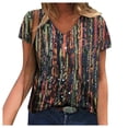 thumbnail image 1 of PATLOLLAV Summer Tops,Ladies,Fashion Womens V-Neck Print Short Sleeve Print Blouse Tshirts Tops, 1 of 6