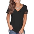 thumbnail image 1 of PATLOLLAV Summer Tops,Ladies Womens Tshirts V Neck Lace Trim Short Sleeve Tops Fashion Casual Tees, 1 of 5