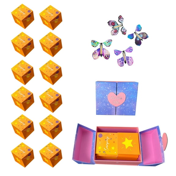 PATLOLLAV Surprise Gift Box Pop Up Boxes Pop Out Explosion Gift Box and Butterfly, Creativity Folding Bouncing Red Envelope Gift Box with Bag for Birthday Proposal Valentine's Day New Year,Yellow