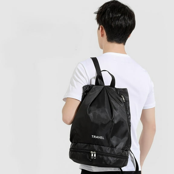 PATLOLLAV Swim Bag, Black 12 Inches Long Beach Backpack with Wet & Dry Compartments The Ideal Outdoor Gear Organizer-Adventure Companion for Beach, Gym Backpack for Women Men