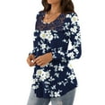 thumbnail image 1 of PATLOLLAV T-Shirt for Women 2022,Women's Loose Long Sleeve Print Tunic Tops Lace Panel Pleated T-Shirts Blouses, 1 of 6
