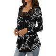 thumbnail image 1 of PATLOLLAV T-Shirt for Women 2022,Women's Loose Long Sleeve Print Tunic Tops Lace Panel Pleated T-Shirts Blouses, 1 of 6
