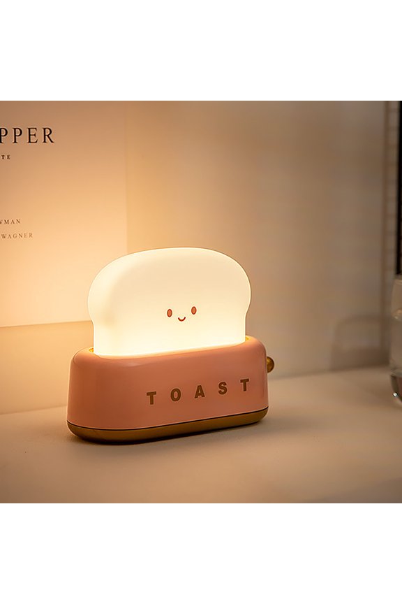Toaster Night Light for Desktop,Rechargeable Small Lamp with Smile Face Toast Bread Cute Toaster Shape Room Decor Night Light for Bedroom,Bedside,Living Room,Dining,Desk