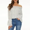 thumbnail image 1 of PATLOLLAV Tops for Women,Fashion Woman Cold Shoulder Long Sleeve Autumn Print Hollow Out Blouse Tops, 1 of 6