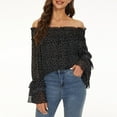 thumbnail image 1 of PATLOLLAV Tops for Women,Fashion Woman Cold Shoulder Long Sleeve Autumn Print Hollow Out Blouse Tops, 1 of 6