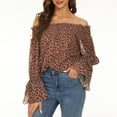 thumbnail image 1 of PATLOLLAV Tops for Women,Fashion Woman Cold Shoulder Long Sleeve Autumn Print Hollow Out Blouse Tops, 1 of 6