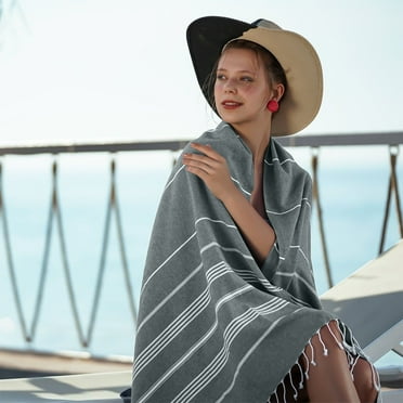 PATLOLLAV Turkish Bath Towels Natural Cotton Beach Towel Oversized Quick Dry Boho Farmhouse Decor Sheets Bathroom Towels Sand Free Camping Blanket 35.49x70.87in