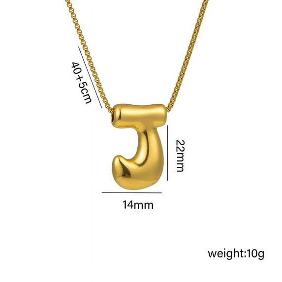 PATLOLLAV Valentine's Day Alloy Letter Necklace Gold,Gold Name Initial Letter Necklace for Women,Gold Plated Dainty Personalized Puffy Chunky Name Gold Necklaces,Best Gift for Valentines Day
