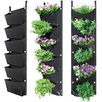 PATLOLLAV Vertical Hanging Outdoor Wall Planter with 6 Felt Pockets to Hold Living or Artificial Plants, Flowers, and Herbs, Great Décor for Patios, Gardens, and Entryways, Lightweight