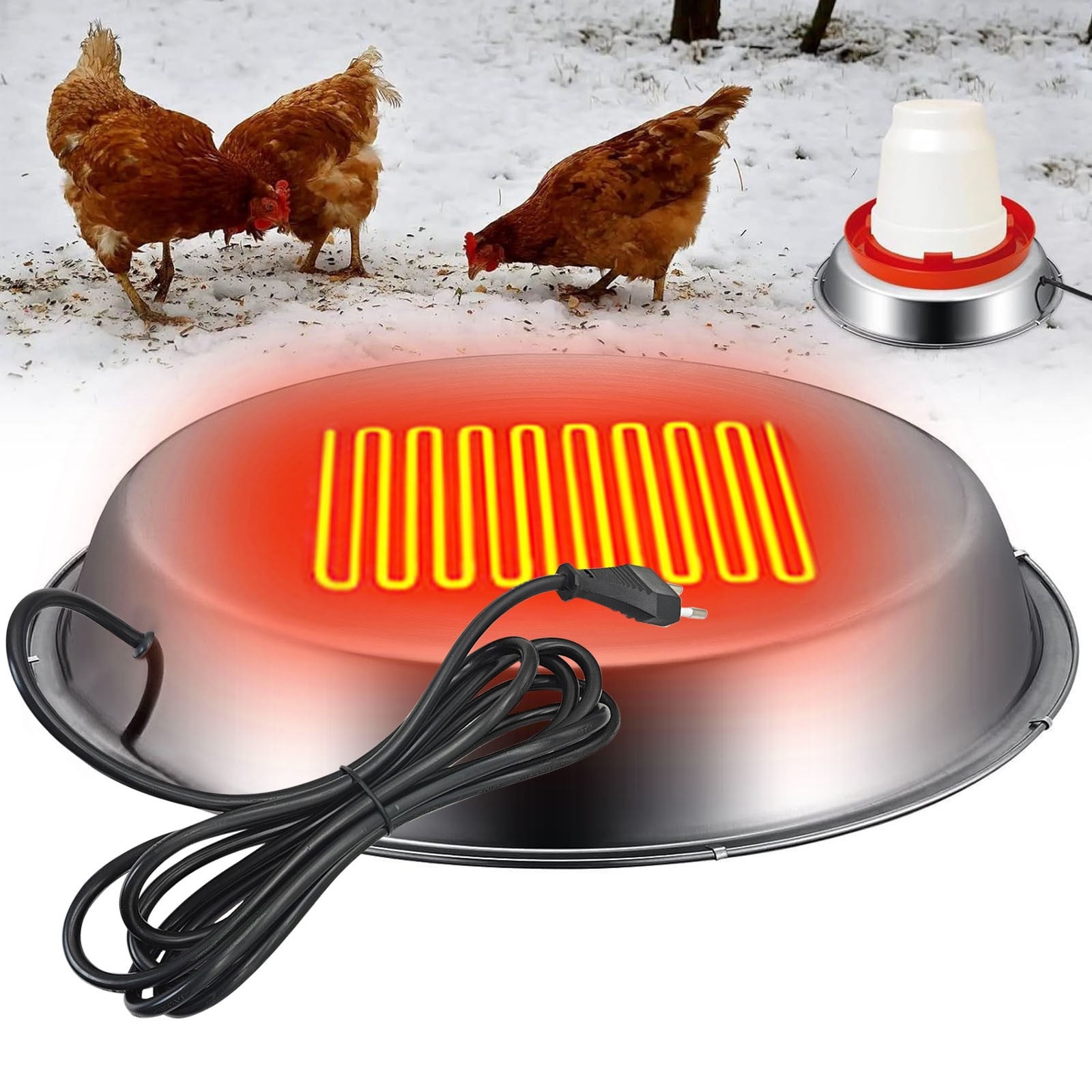PATLOLLAV Winter Chicken Heated Tray,Chicken and Pigeon Supplies Kettle Heating Tray,Constant Temperature Base Insulation Antifreeze Pigeon Drinking Water Heater,Winter Clearance Sales