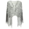 thumbnail image 1 of PATLOLLAV Womens 1920S Shawl Beaded Sequin Deco Evening Cape Bolero Flapper Cover Up, 1 of 3