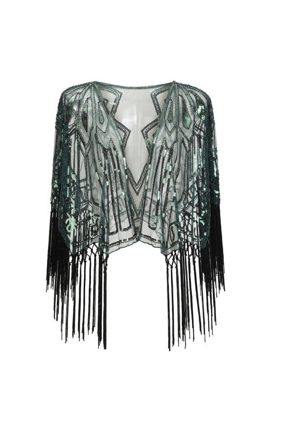 Patlollav Womens Shawl Beaded Sequin Deco Evening Cape Cover Up Wraps
