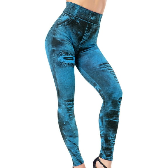 PATLOLLAV Womens Casual Pants Imitation Denim Leggings Womens Super Elastic Ladies Slim Trousers