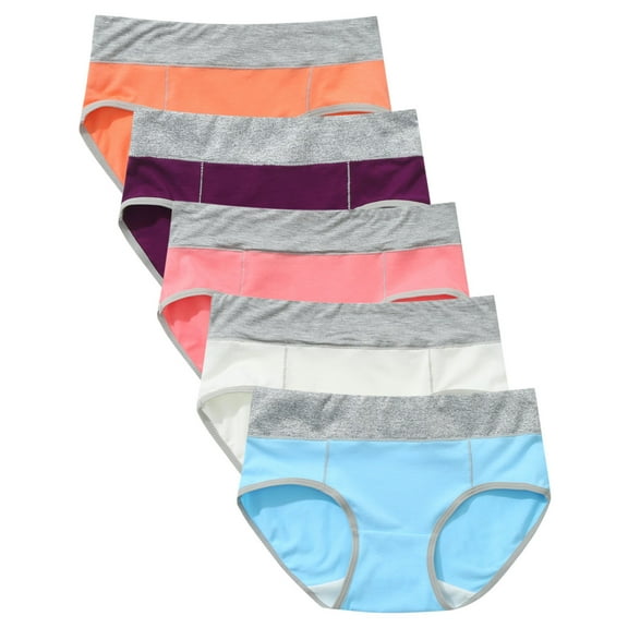 PATLOLLAV Womens,5Pc Women Patchwork Briefs Panties Underwear Knickers Bikini Underpants