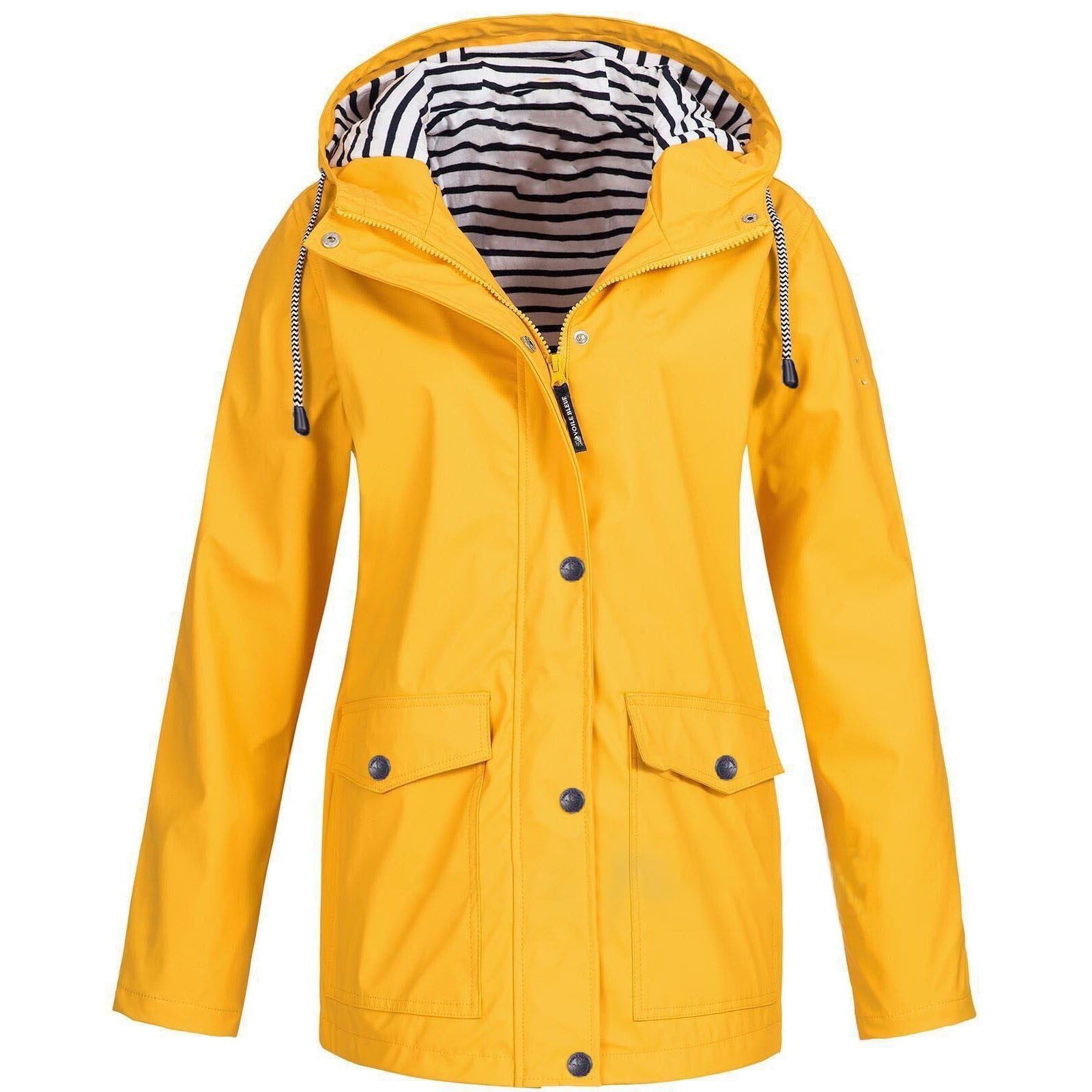 PATLOLLAV Womens Clearance,Women Solid Rain Jacket Outdoor Plus Size ...
