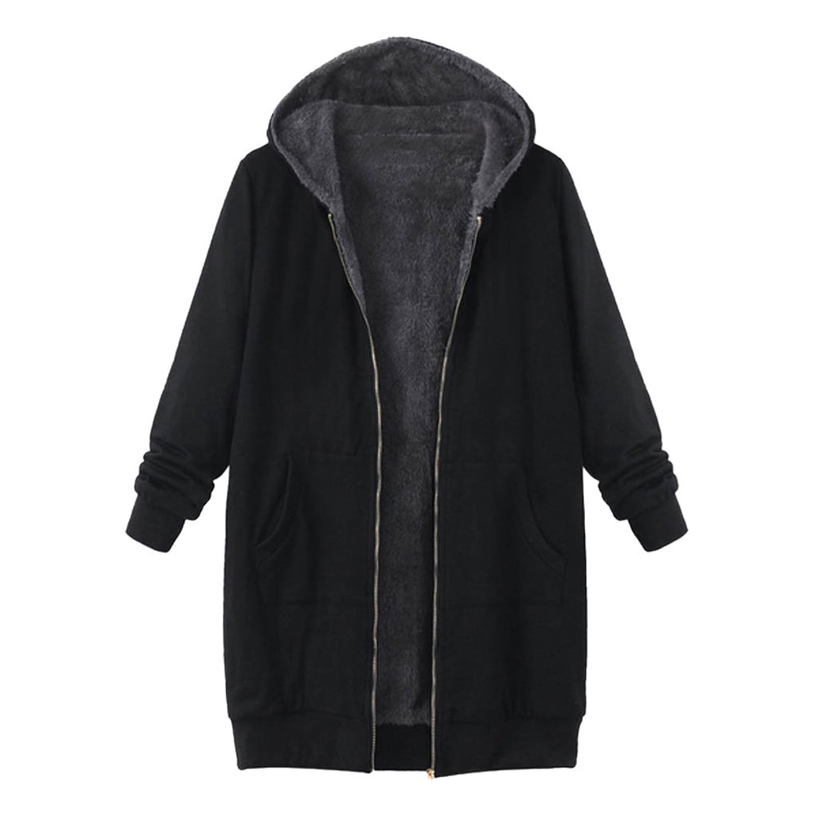 PATLOLLAV Womens Fleece Jackets Clearance Plus Size Coats Vintage Solid ...