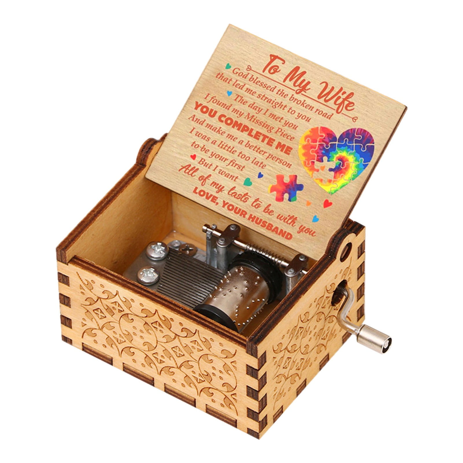 PATLOLLAV Wood Music Box for Wife Daughter Son Laser Engraved Vintage